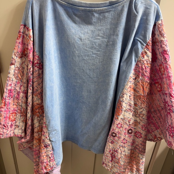 NWOT Up-Cycled BlueVelvet Janis Joplin Bohemian Tunic Top - Blue and Pink - Picture 5 of 9